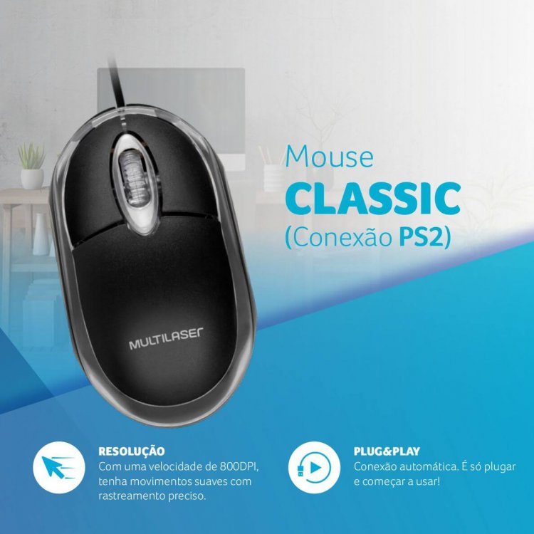 Mouse Multilaser Classic Preto PS2 – MO031