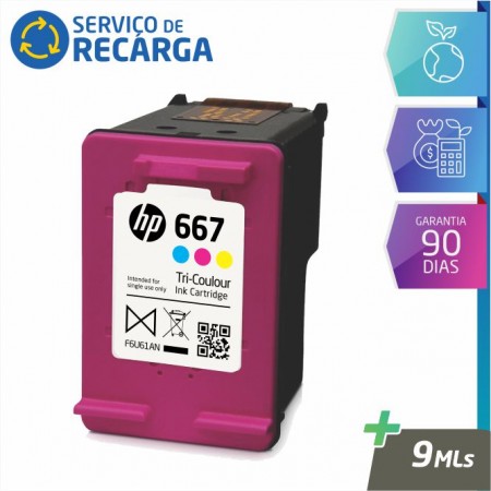 Recarga Cartucho Hp 667 Colorido – 3YM78AL