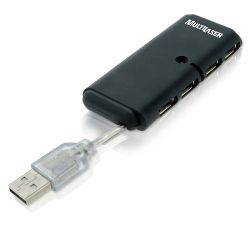 Hub Usb 2.0 4 Portas Com Cabo Retrátil Preto – AC064
