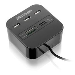 Hub Usb 2.0 3 Portas Com Leitor De Cartão Preto – AC121