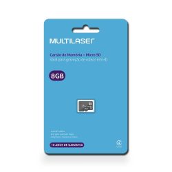Cartão de Memória 8GB Preto Classe 4 Multilaser – MC141