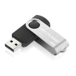 Pen Drive Twist 4GB USB Leitura 10MB/s e Gravação 3MB/s Preto Multilaser – PD586
