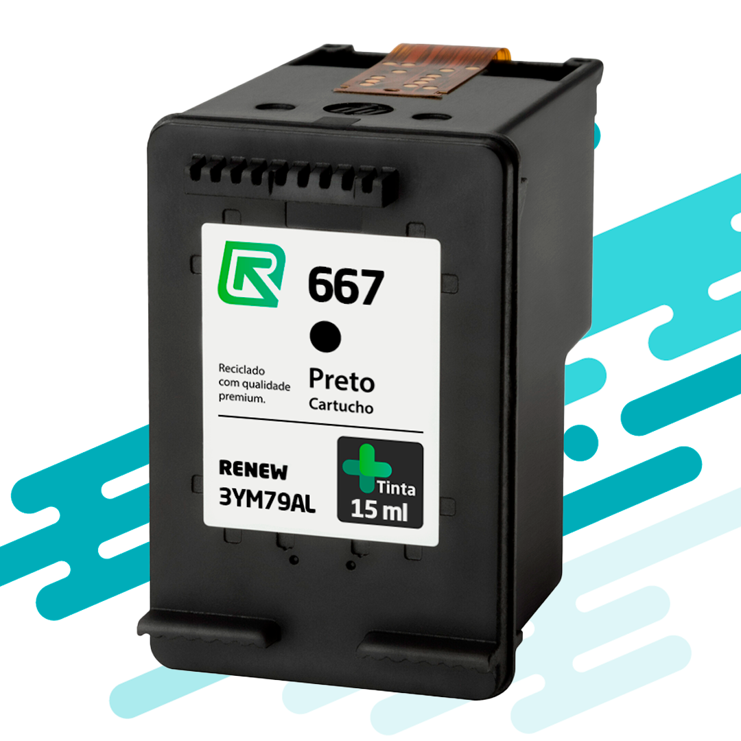 Cartucho Hp 667 Preto – 3YM79AL Renew
