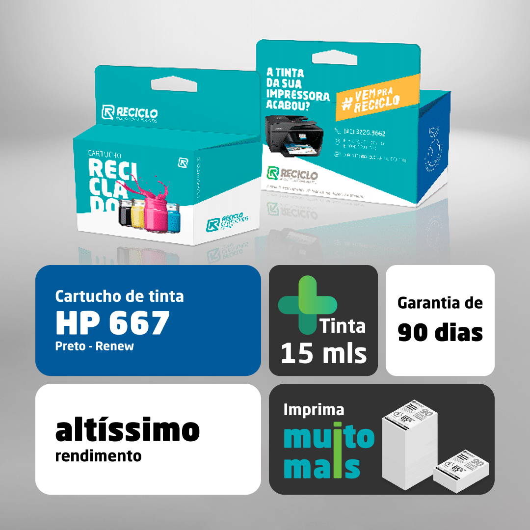 Cartucho Hp 667 Preto – 3YM79AL Renew