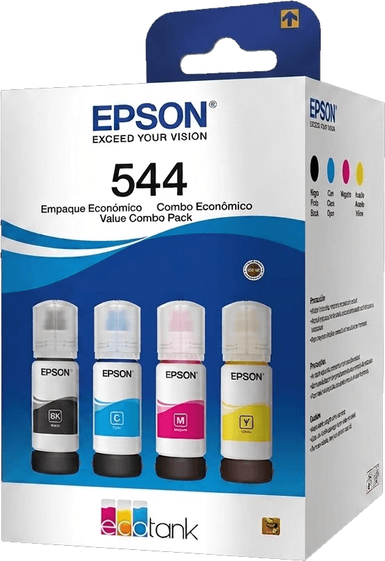Kit Garrafa Epson T544 para Ecotank Preto, Ciano, Magenta, Amarelo